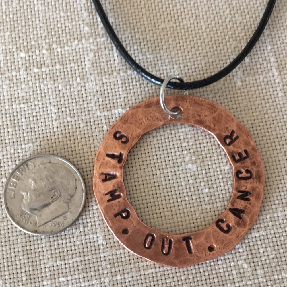STAMP OUT CANCER Copper Artisan Pendant Necklace - Picture 3 of 4